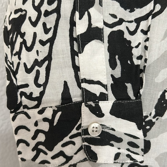 CHICO’s LINEN MAXI TUNIC PT PATTERN WOVEN TOP BLACK 570327928 SIZE OP NEW - Picture 3 of 6